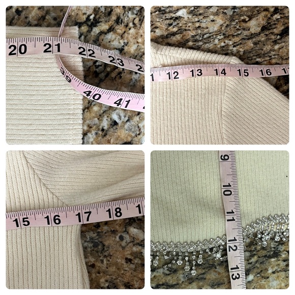 ZARA JEWEL RIBBED SWEATSHIRT CREAM CROPPED Y2k Retro Ethereal Balletcore Prep S - Picture 6 of 10